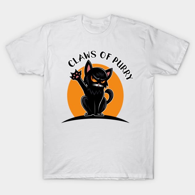 Claws of Purry: Angry cat with sharp claws T-Shirt by Malinda